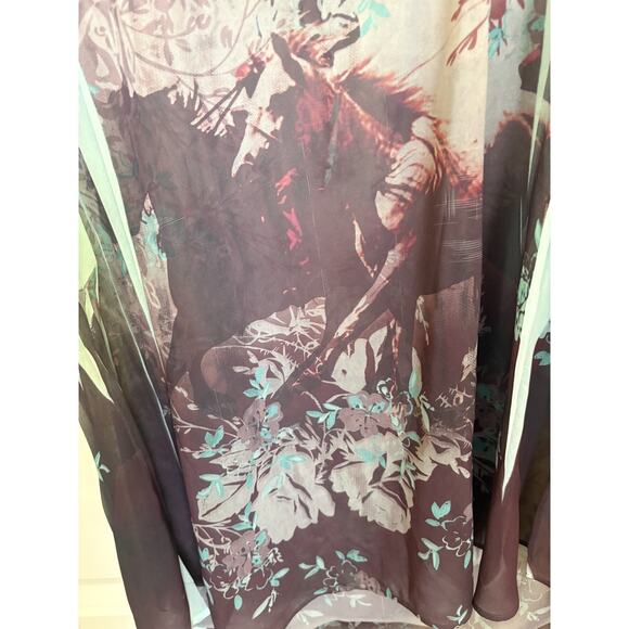 Vintage Jodi California Women’s Size XXL Sheer Green Floral Long Sleeve Blouse - Picture 4 of 5